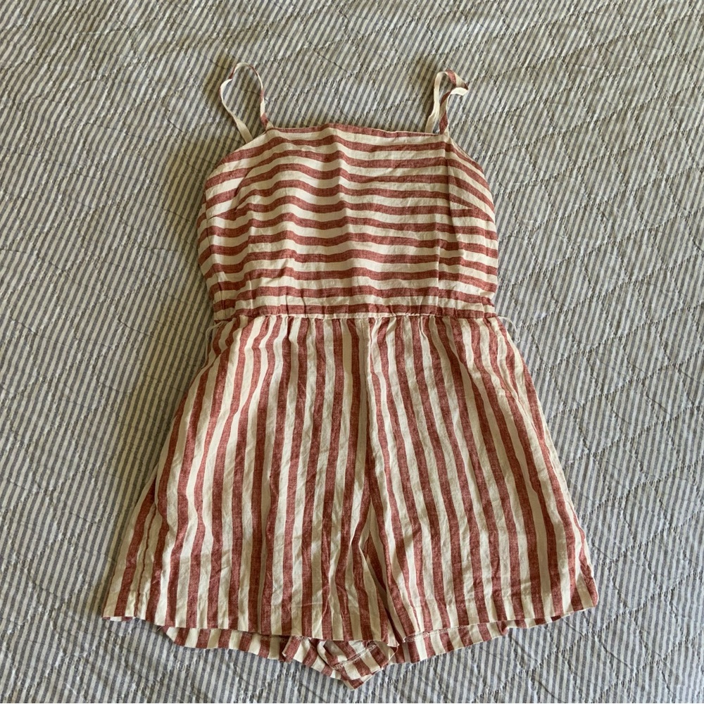 C&C California 100% Linen Striped Romper